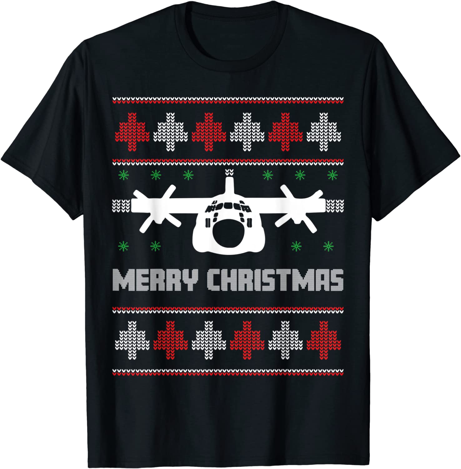 Military Airplane Ugly Christmas Sweater Army Veteran Xmas T-Shirt