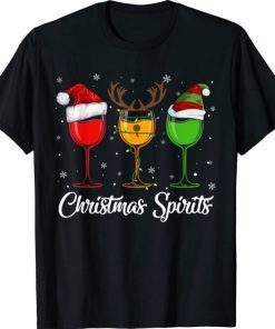 Christmas Spirits Glasses Of Wine Xmas Drinking Men Women T-Shirt