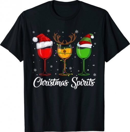 Christmas Spirits Glasses Of Wine Xmas Drinking Men Women T-Shirt