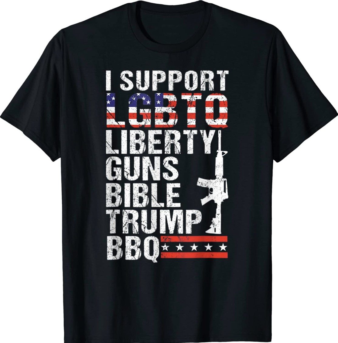 LGBTQ Liberty Guns Bible Trump BBQ T-Shirt