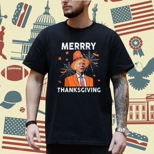 Funny Joe Biden Confused Merry Thanksgiving For Halloween Long Sleeve T-Shirt