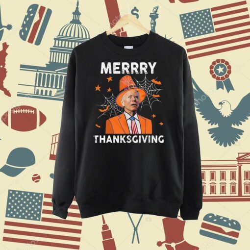 Funny Joe Biden Confused Merry Thanksgiving For Halloween Long Sleeve T-Shirt