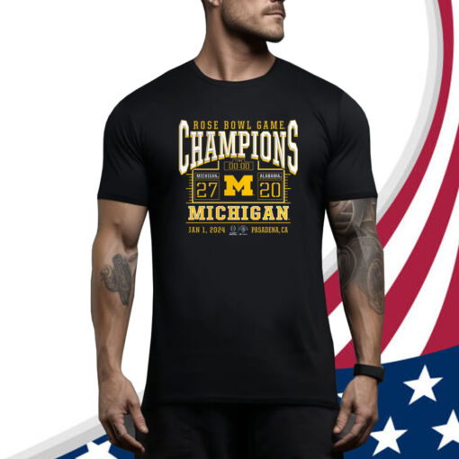 Rose Bowl Game Champions Michigan 27-20 Alabama Jan 1 2024 Pasadena Ca Hoodie Shirts