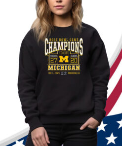 Rose Bowl Game Champions Michigan 27-20 Alabama Jan 1 2024 Pasadena Ca Hoodie TShirts